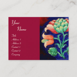 BLUE PINK GREEN FLORAL Fantasy Flower Cherry Red Business Card