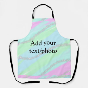 Blue pink green glitter sparkle pastel add name p apron