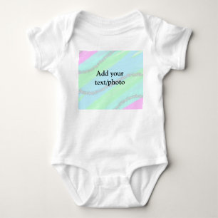 Blue pink green glitter sparkle pastel add name p baby bodysuit