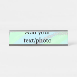 Blue pink green glitter sparkle pastel add name p desk name plate