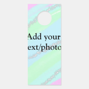Blue pink green glitter sparkle pastel add name p door hanger