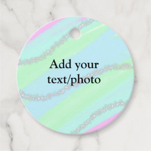Blue pink green glitter sparkle pastel add name p favour tags