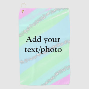 Blue pink green glitter sparkle pastel add name p golf towel
