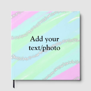Blue pink green glitter sparkle pastel add name p guest book