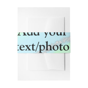 Blue pink green glitter sparkle pastel add name p invitation belly band