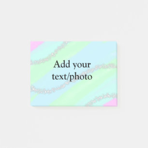Blue pink green glitter sparkle pastel add name p post-it notes