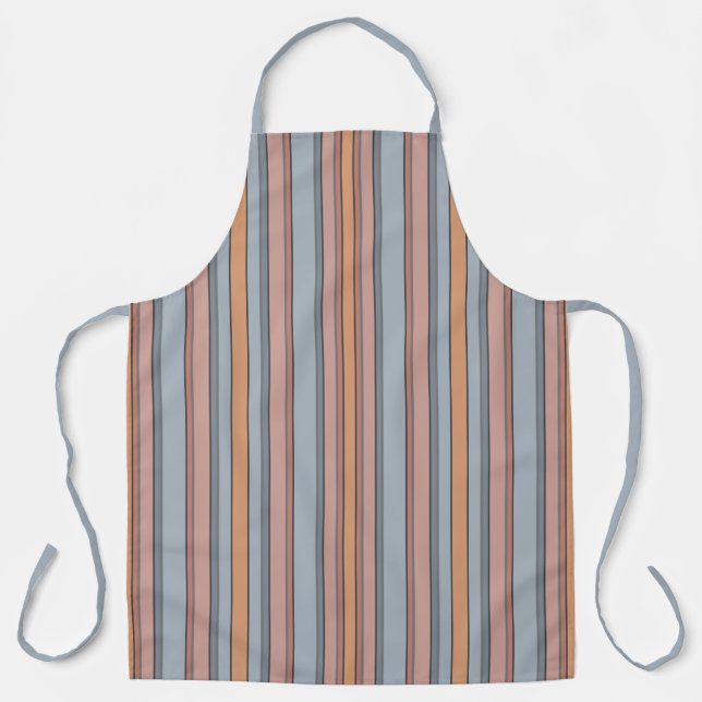 Blue Pink Grey Colour Block Vertical Stripes  Apron (Front)