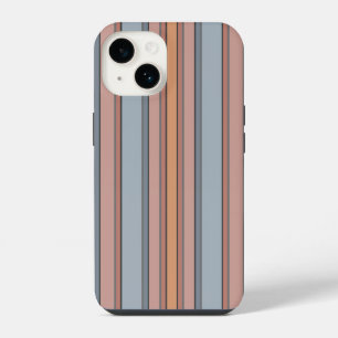 Blue Pink Grey Colour Block Vertical Stripes iPhone 14 Case