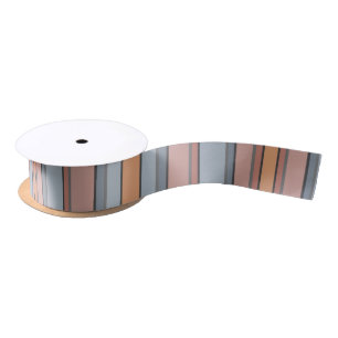 Blue Pink Grey Colour Block Vertical Stripes  Satin Ribbon