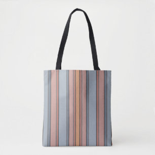 Blue Pink Grey Colour Block Vertical Stripes Tote Bag