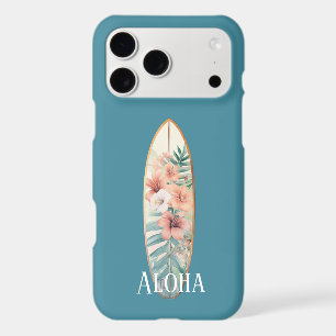 Blue Pink Hibiscus Flowers Aloha Surf Board