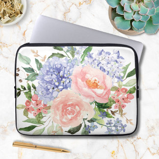 Blue Pink Hydrangea Flower Spring Floral Laptop Sleeve