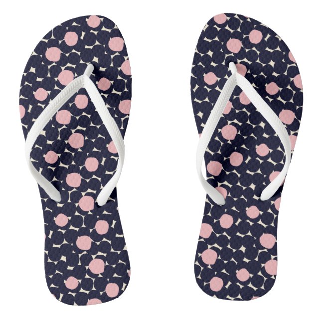 Blue & Pink Large Dot Pattern Jandals (Footbed)