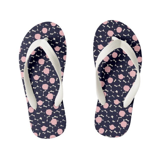Blue & Pink Large Dot Pattern Kid's Jandals (Footbed)