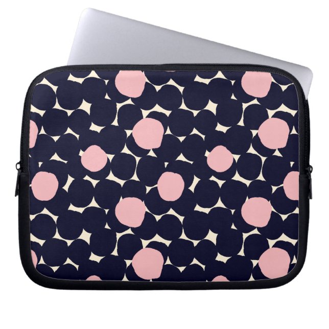 Blue & Pink Large Dot Pattern Laptop Sleeve (Front)