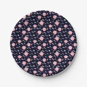 Blue & Pink Large Dot Pattern Paper Plate