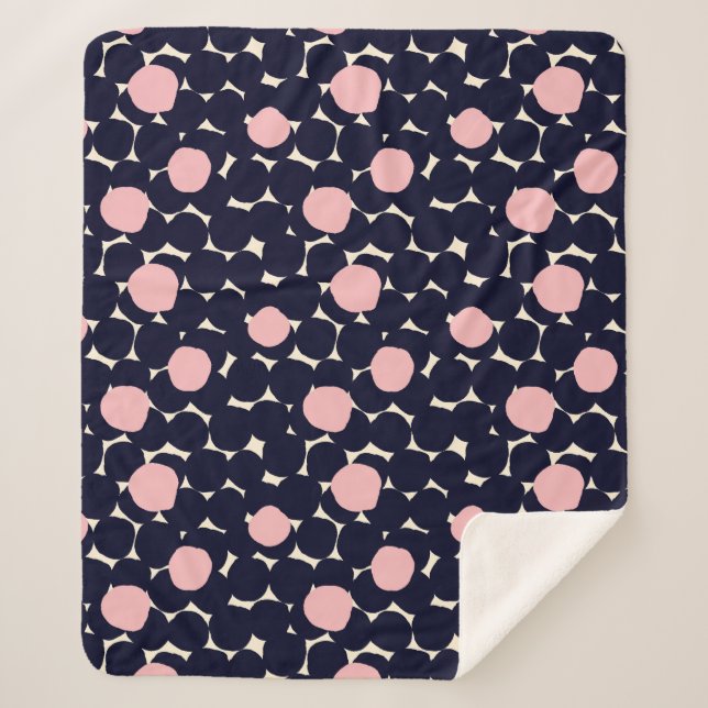 Blue & Pink Large Dot Pattern Sherpa Blanket (Front)
