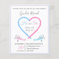 Blue Pink Love Heart Smoke Airplane Gender Reveal