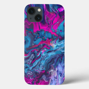 Blue & Pink Marble Acrylic Abstraction  iPhone 13 Case