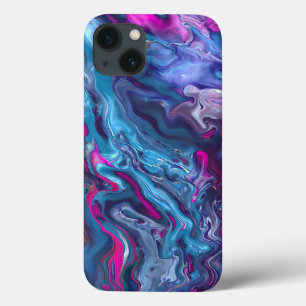 Blue & Pink Marble Acrylic Abstraction iPhone 13 Case