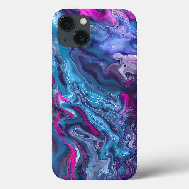 Blue & Pink Marble Acrylic Abstraction Case-Mate iPhone Case (Back)