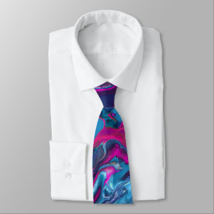 Blue & Pink Marble Acrylic Abstraction Tie