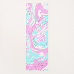 Blue, Pink Marble Swirls Fluid Art Yoga Mat