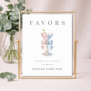 Blue Pink Martini Theme Gender Reveal Favours Sign