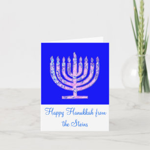 Blue Pink Menorah 4Henry Holiday Card
