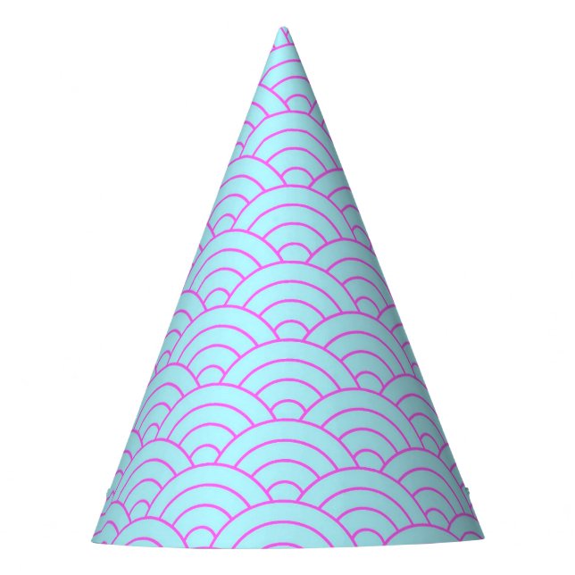 Blue Pink Mermaid Summer Girl Birthday Party Hat (Front)