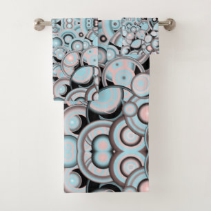 Blue Pink Mocha Black Gradient Color Fill Pattern Bath Towel Set