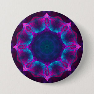 Blue & Pink Neon Dark Kaleidoscope Gradient 7.5 Cm Round Badge
