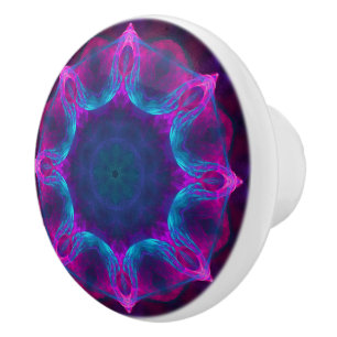 Blue & Pink Neon Dark Kaleidoscope Gradient Ceramic Knob