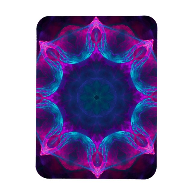 Blue & Pink Neon Dark Kaleidoscope Gradient Magnet (Vertical)