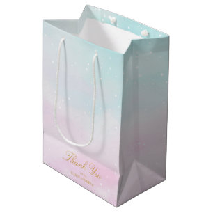 Blue Pink Ombre Gender Reveal Baby Shower Thank Medium Gift Bag