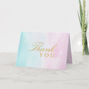 Blue Pink Ombre Gender Reveal Neutral Baby Shower  Thank You Card