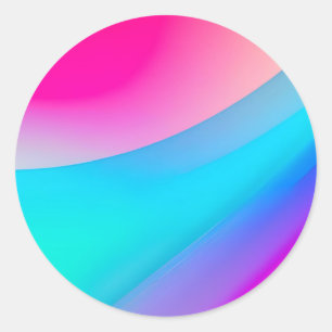 Blue pink ombre watercolor abstract pastel  classic round sticker