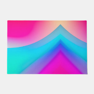 Blue pink ombre watercolor abstract pastel doormat