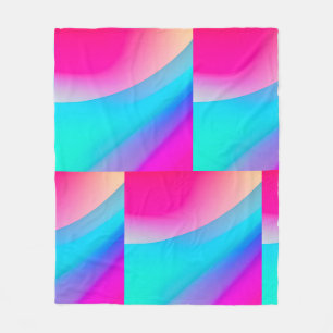 Blue pink ombre watercolor abstract pastel fleece blanket