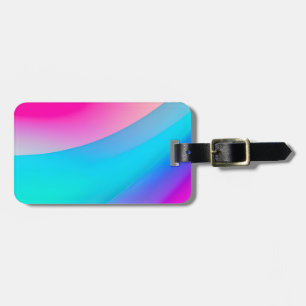 Blue pink ombre watercolor abstract pastel luggage tag