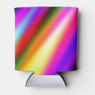 Blue pink ombre watercolor abstract pastel rainbow can cooler