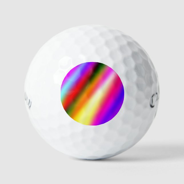 Blue pink ombre watercolor abstract pastel rainbow golf balls (Front)