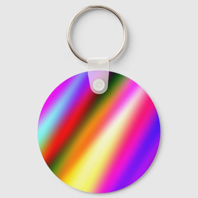 Blue pink ombre watercolor abstract pastel rainbow key ring (Front)