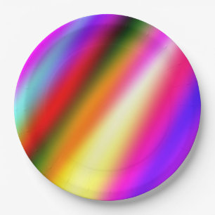 Blue pink ombre watercolor abstract pastel rainbow paper plate