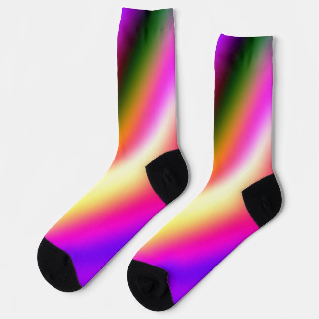 Blue pink ombre watercolor abstract pastel rainbow socks (Left)