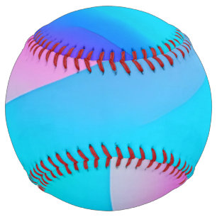 Blue pink ombre watercolor abstract pastel softball