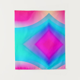 Blue pink ombre watercolor abstract pastel tapestry