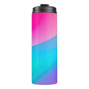 Blue pink ombre watercolor abstract pastel thermal tumbler