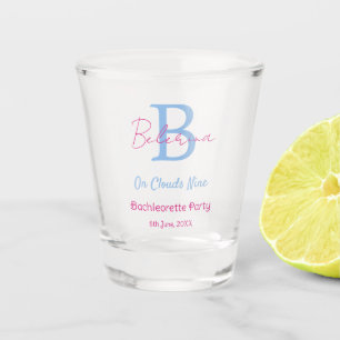 blue pink on clouds nine monogram bachelorette par shot glass