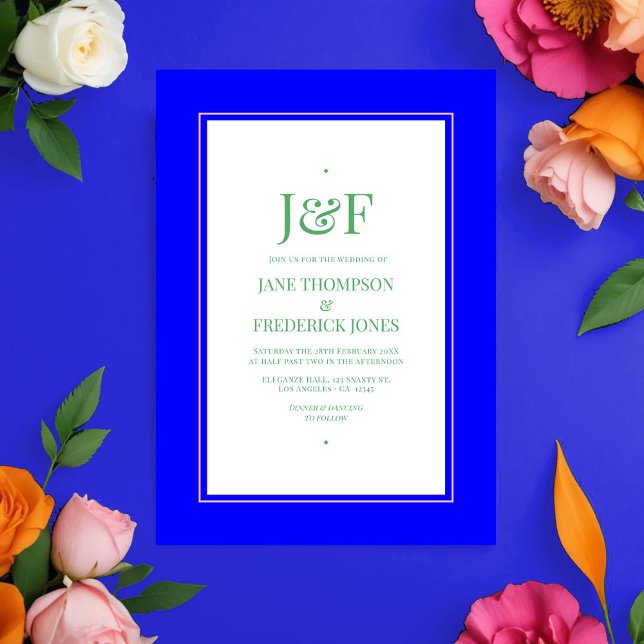 Blue, Pink, Orange, and Green Wedding Invitation (Blue, Pink, Orange, and Green Wedding)